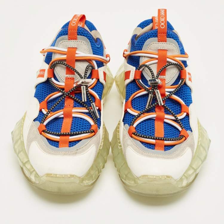 Pre Owned Jimmy Choo Multicolor Leather And Mesh Diamond Trail Sneakers Size 36.5 