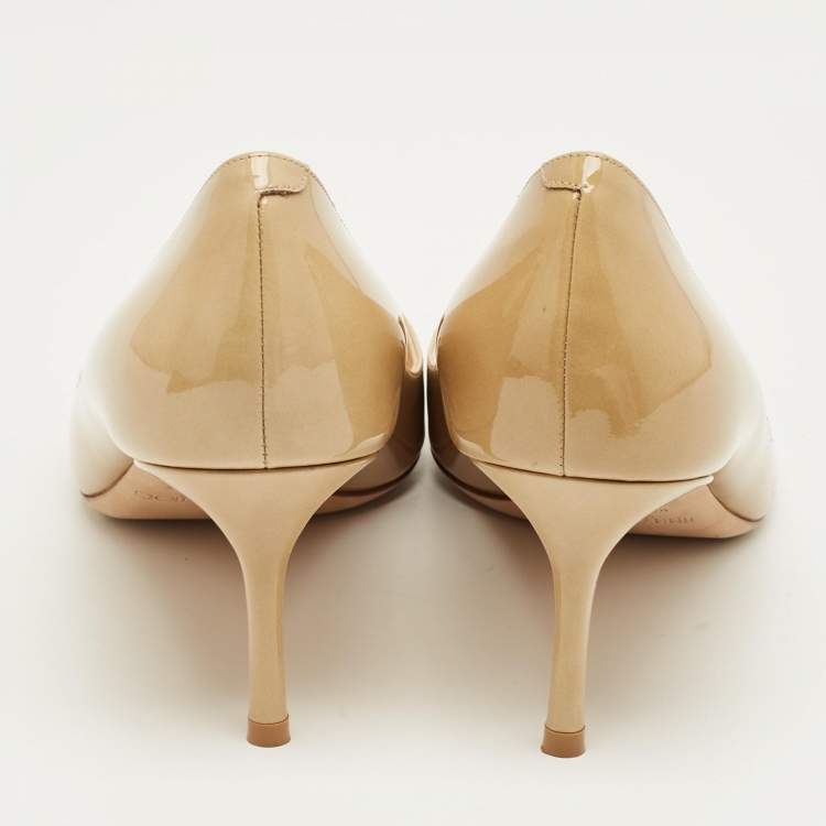 Pre Owned Jimmy Choo Beige Patent Leather Romy Pointed Toe Pumps Size 42
