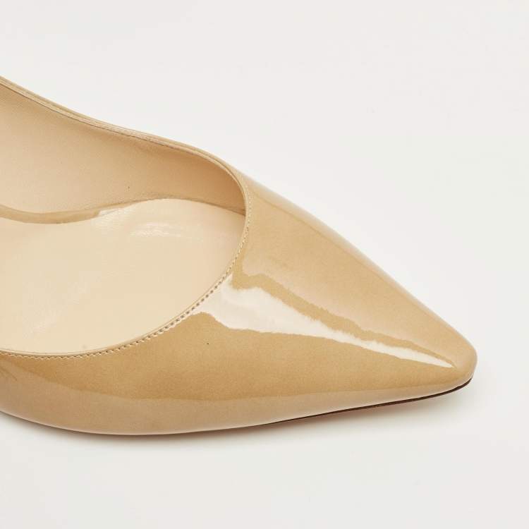 Pre Owned Jimmy Choo Beige Patent Leather Romy Pointed Toe Pumps Size 42