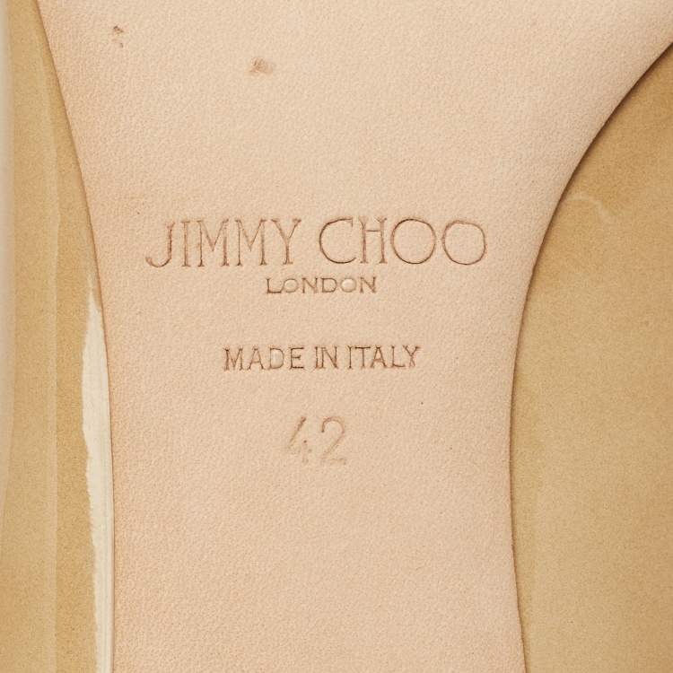 Pre Owned Jimmy Choo Beige Patent Leather Romy Pointed Toe Pumps Size 42