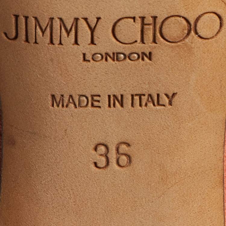 Pre Owned Jimmy Choo Orange Suede Studded Ankle Strap Sandals Size 36