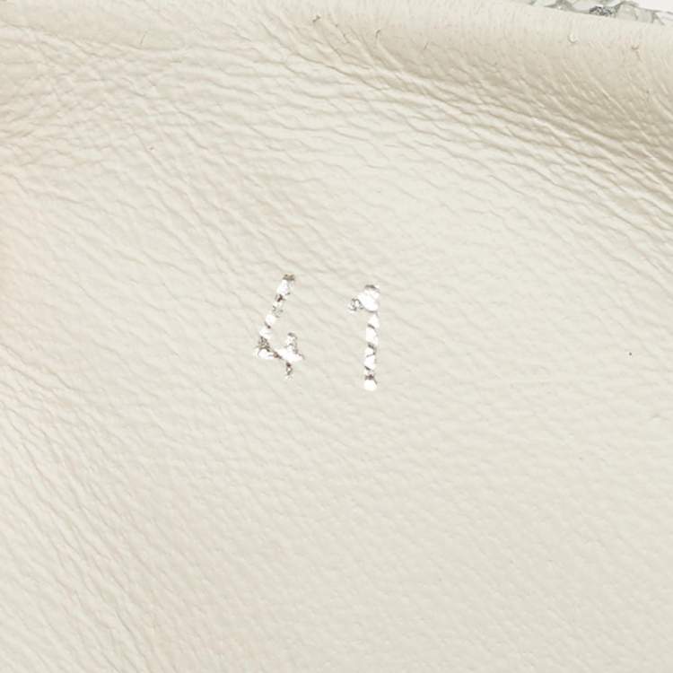 Pre Owned Jimmy Choo Silver Glitter and Leather Raine Lace Up Sneakers Size 41