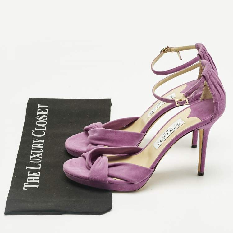 Pre Owned Jimmy Choo Purple Suede Accents Ankle Strap Sandals Size 40
