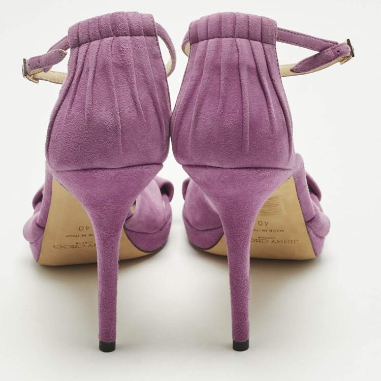Pre Owned Jimmy Choo Purple Suede Accents Ankle Strap Sandals Size 40
