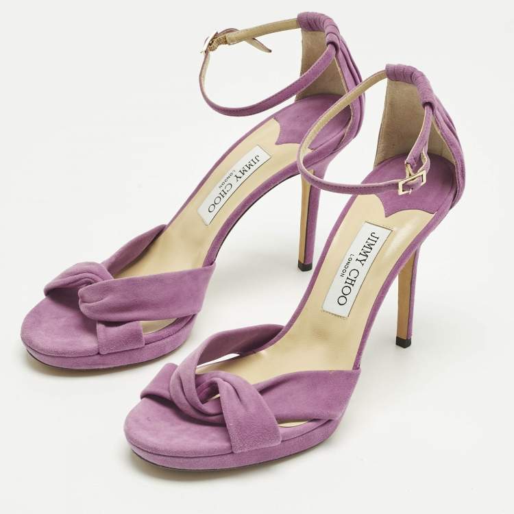 Pre Owned Jimmy Choo Purple Suede Accents Ankle Strap Sandals Size 40