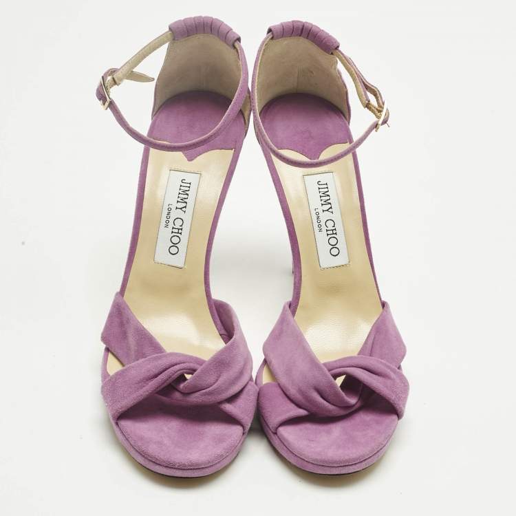 Pre Owned Jimmy Choo Purple Suede Accents Ankle Strap Sandals Size 40