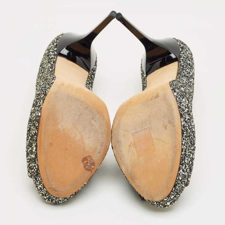 Pre Owned Jimmy Choo Multicolor Glitter Peep Toe Pumps Size 40