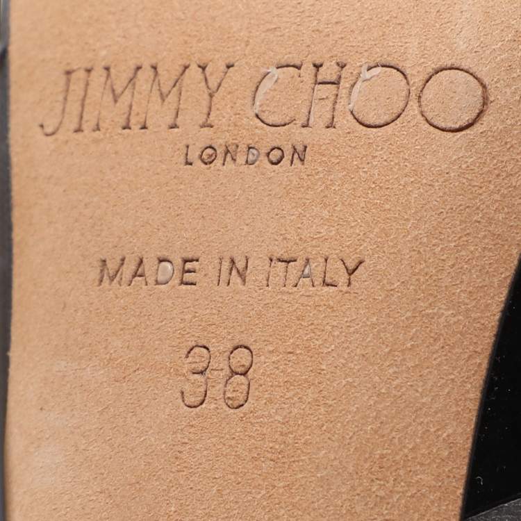 مملوكة مسبقًا Jimmy Choo Black/Grey Leather and Suede Embellished Pointed Toe Pumps Size 38