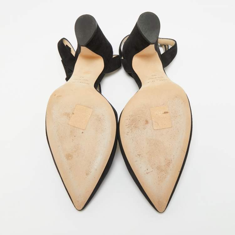Pre Owned Jimmy Choo Black Suede Pointed Toe Ankle Strap Pumps Size 38