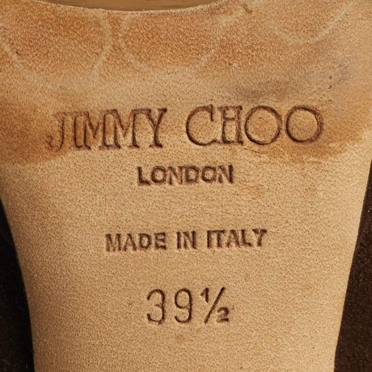 Pre Owned Jimmy Choo Brown Suede Knee Length Boots Size 39.5