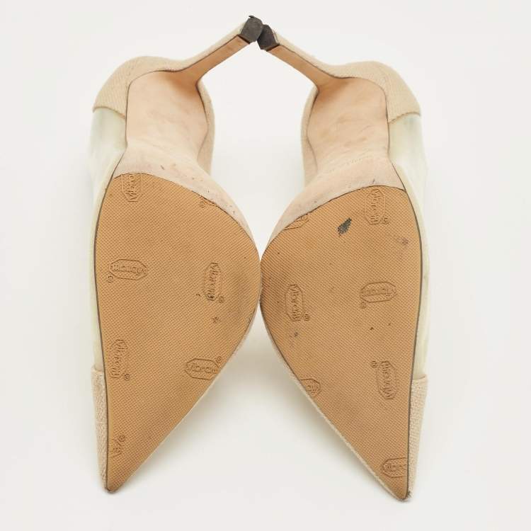 مملوكة مسبقًا Jimmy Choo Beige Linen and PVC Cass Pointed Toe Pumps Size 37