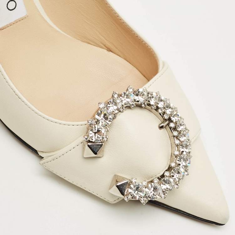 Pre Owned Jimmy Choo Cream Leather Melva Pumps Size 36