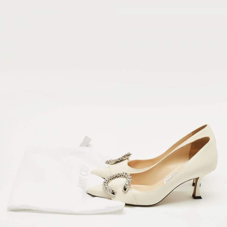 Pre Owned Jimmy Choo Cream Leather Melva Pumps Size 36