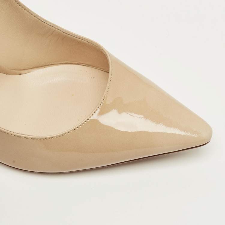Pre Owned Jimmy Choo Beige Patent Leather Romy Pumps Size 38.5