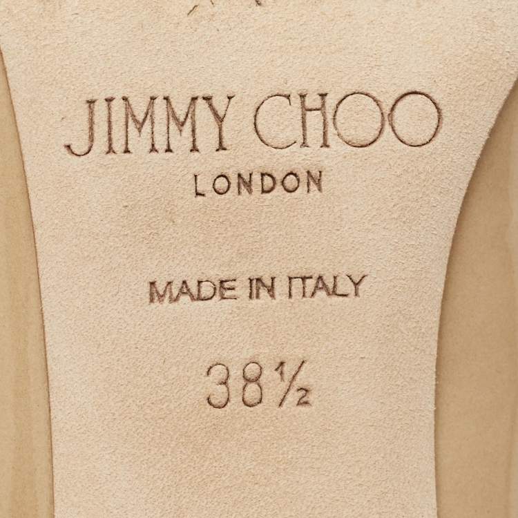 Pre Owned Jimmy Choo Beige Patent Leather Romy Pumps Size 38.5