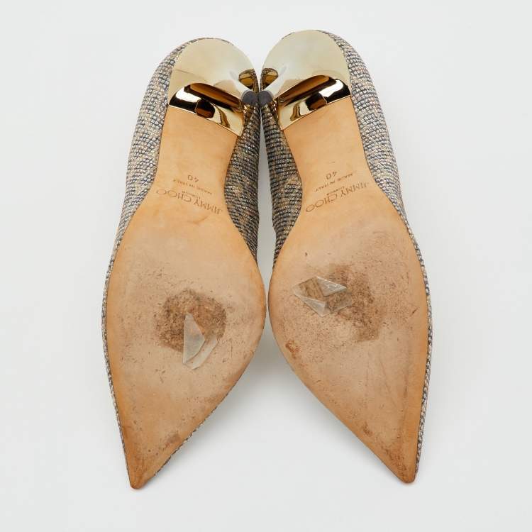 Pre Owned Jimmy Choo Metallic Coarse Glitter Romy Pointed Toe Pumps Size 40