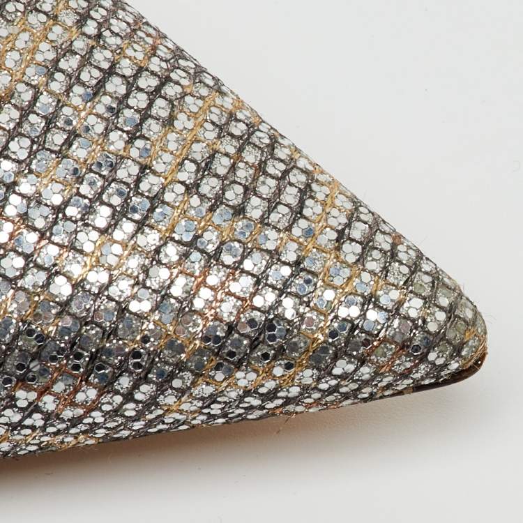Pre Owned Jimmy Choo Metallic Coarse Glitter Romy Pointed Toe Pumps Size 40