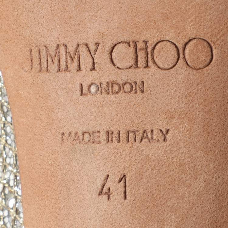 Pre Owned Jimmy Choo Dahlia Size 41 Silver/Gold Glitter and Lurex Fabric Platform Pumps