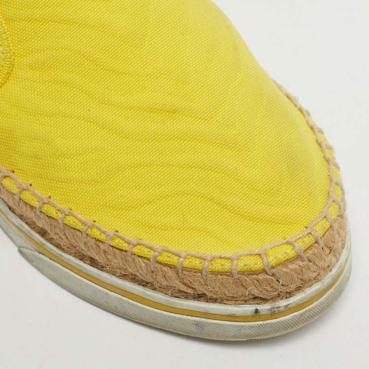 Pre Owned Jimmy Choo Dawn Size 35.5 Yellow Canvas Espadrille Slip On Sneakers