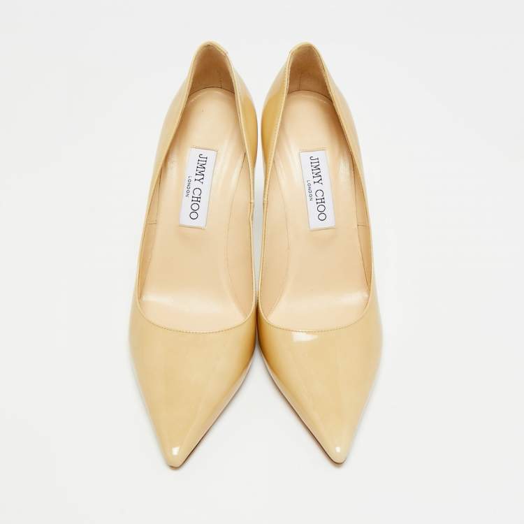 Pre Owned Jimmy Choo Abel Size 40 Beige Patent Leather Pumps
