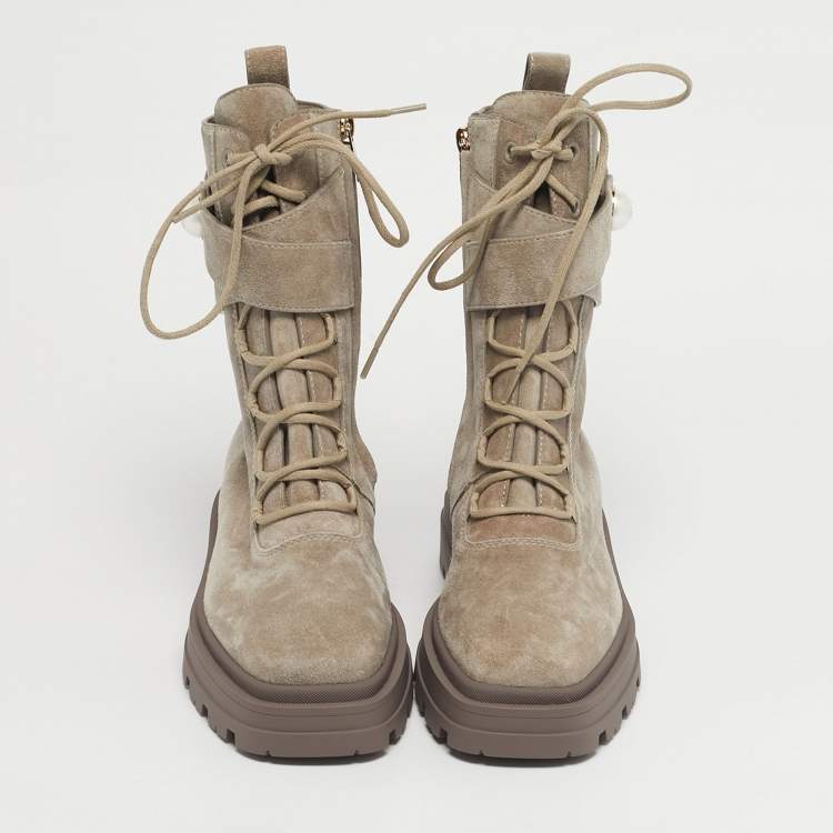 Pre Owned Jimmy Choo Noemi Size 35.5 Taupe Grey Ankle Length Boots