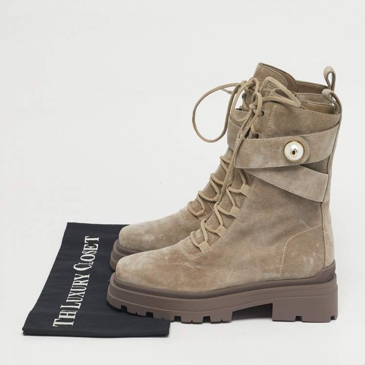 Pre Owned Jimmy Choo Noemi Size 35.5 Taupe Grey Ankle Length Boots