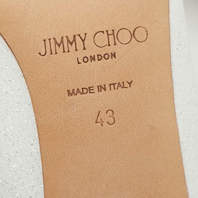 Pre Owned Jimmy Choo Romy Size 43 White Glitter Pumps