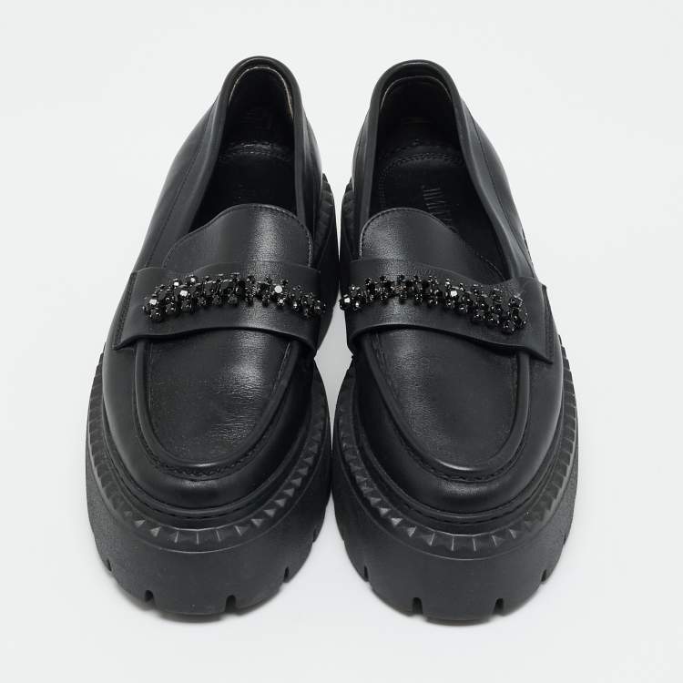 Pre Owned Jimmy Choo Bryer Size 40 Black Leather Platform Loafers