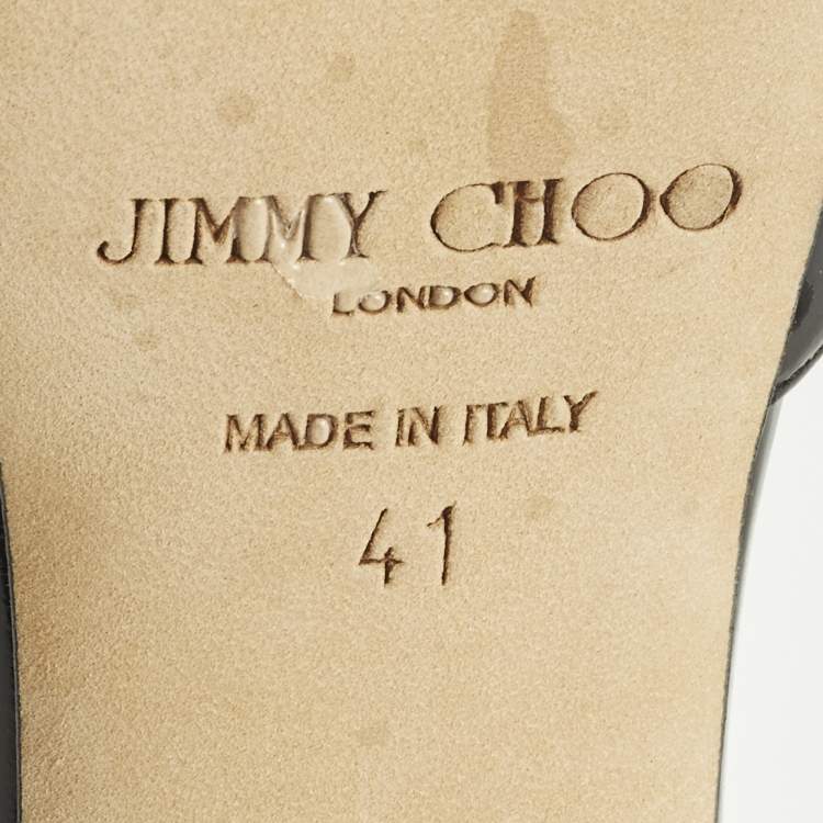 مملوكة مسبقًا Jimmy Choo Linda Size 41 Black Patent Leather Ankle Strap Sandals