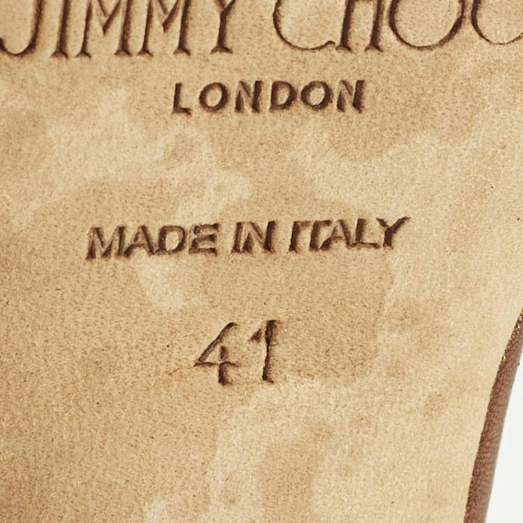 مملوكة مسبقًا Jimmy Choo Moscow Size 41 Metallic Lurex Fabric and PVC Ankle Strap Sandals