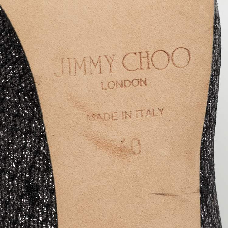 Pre Owned Jimmy Choo Dahlia Size 40 Metallic Glitter Peep Toe Pumps
