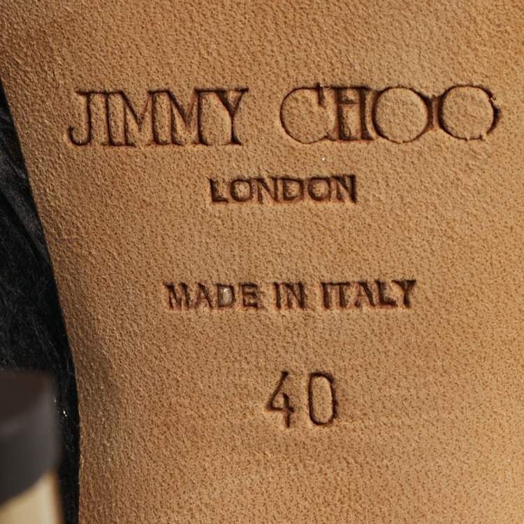 Pre Owned Jimmy Choo Size 40 Metallic Grey Python Embossed Leather Platform Peep Toe Pumps