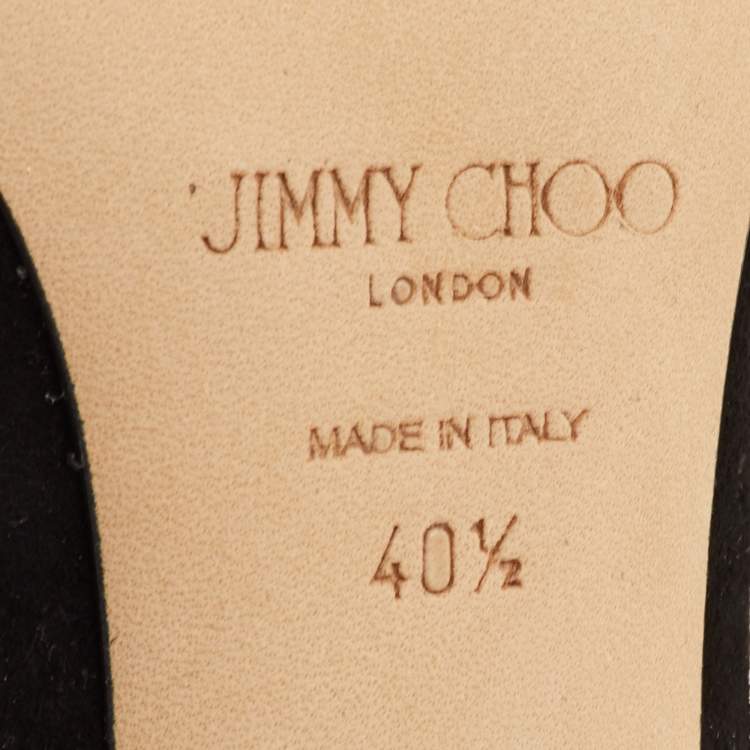 Pre Owned Jimmy Choo Scotty Size 40.5 Black Suede Pointed Toe Crystal Chains Pumps