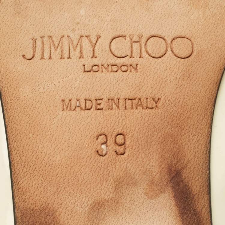 Pre Owned Jimmy Choo Erin Size 39 Cream Patent Leather Slingback Pumps