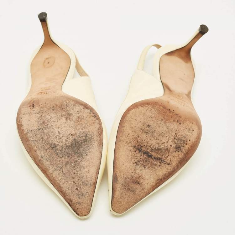 Pre Owned Jimmy Choo Erin Size 39 Cream Patent Leather Slingback Pumps