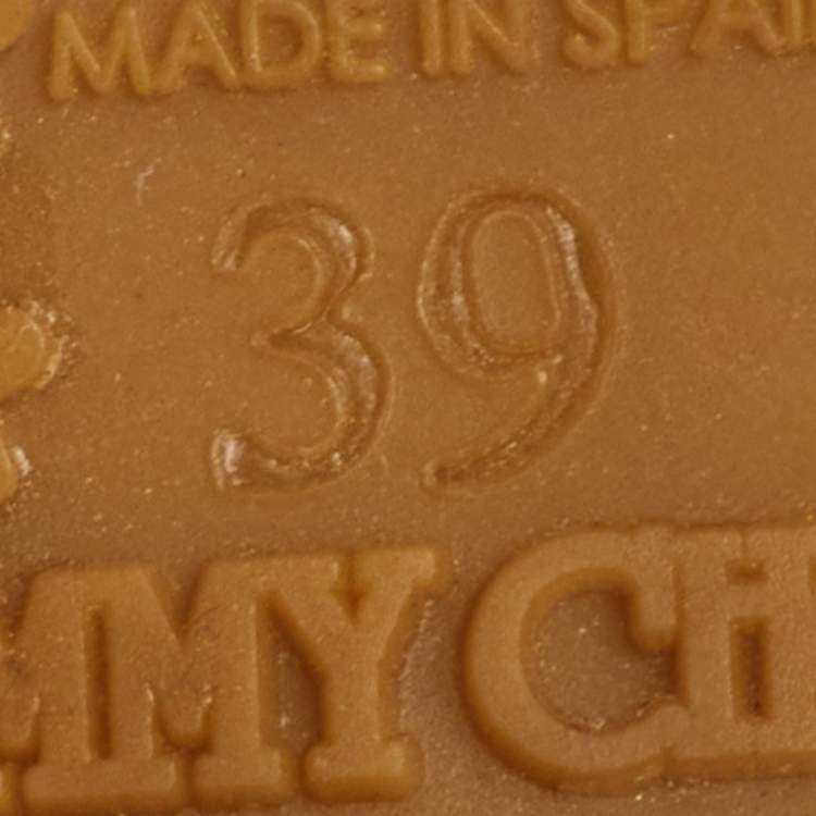 Pre Owned Jimmy Choo Size 39 Metallic Glitter T-Strap Pela Cork Platform Wedge Sandals