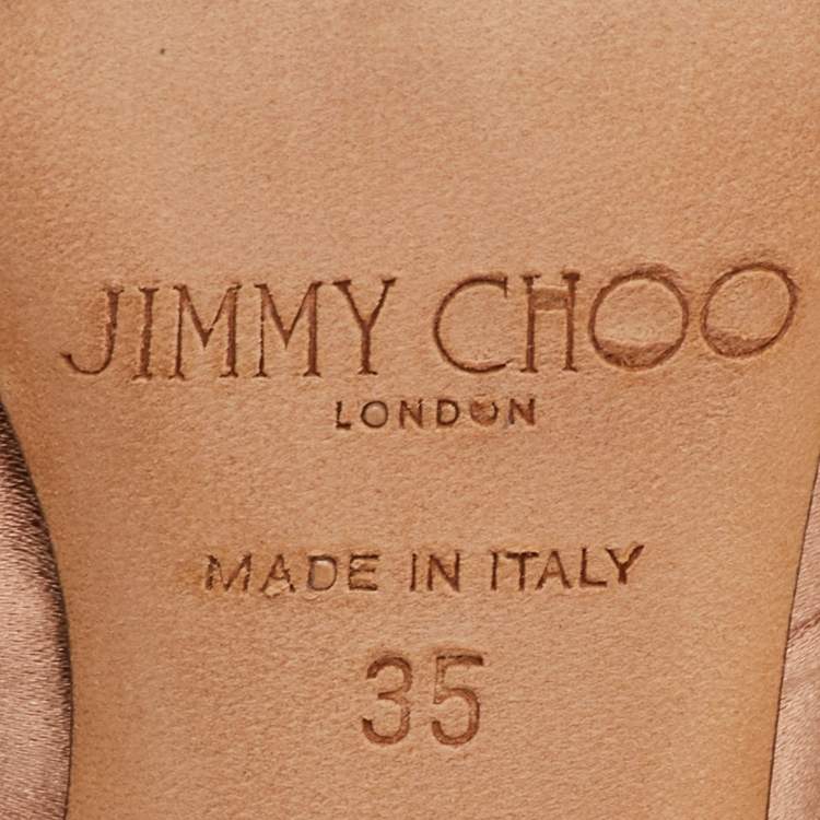 Pre Owned Jimmy Choo Keely Size 35 Beige Satin Slide Sandals