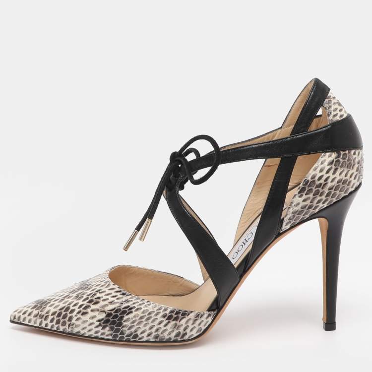 Pre Owned Jimmy Choo Lapris Size 39 Tricolor Python and Leather Pumps