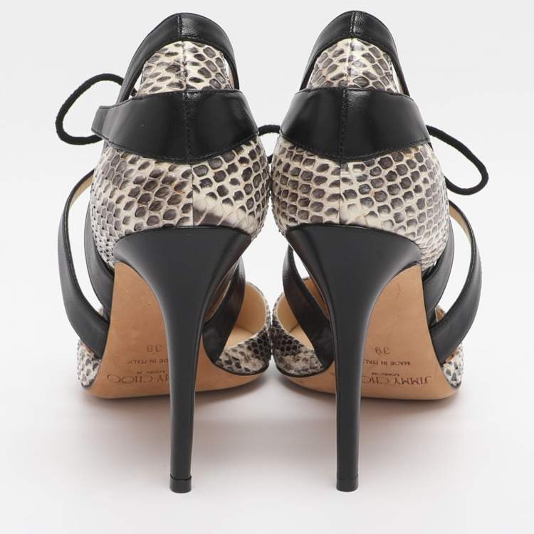 Pre Owned Jimmy Choo Lapris Size 39 Tricolor Python and Leather Pumps