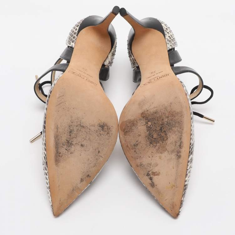 Pre Owned Jimmy Choo Lapris Size 39 Tricolor Python and Leather Pumps