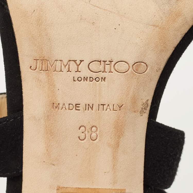 Pre Owned Jimmy Choo Lottie Size 38 Black Suede Ankle Strap Sandals