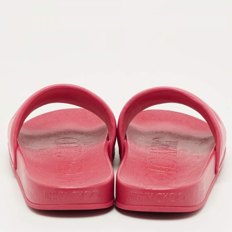 Pre Owned Jimmy Choo Azari Size 43 Pink Leather Slide Sandals