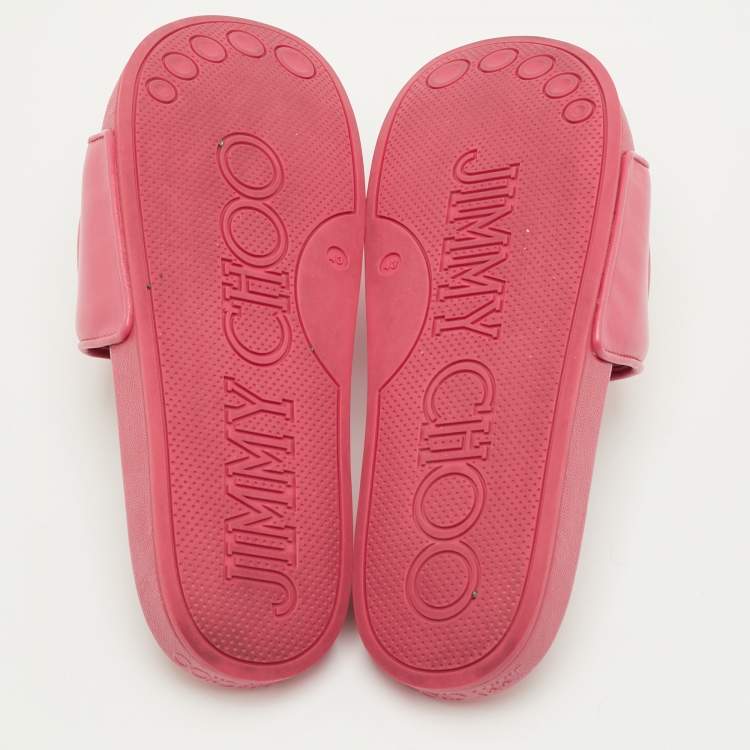 Pre Owned Jimmy Choo Azari Size 43 Pink Leather Slide Sandals