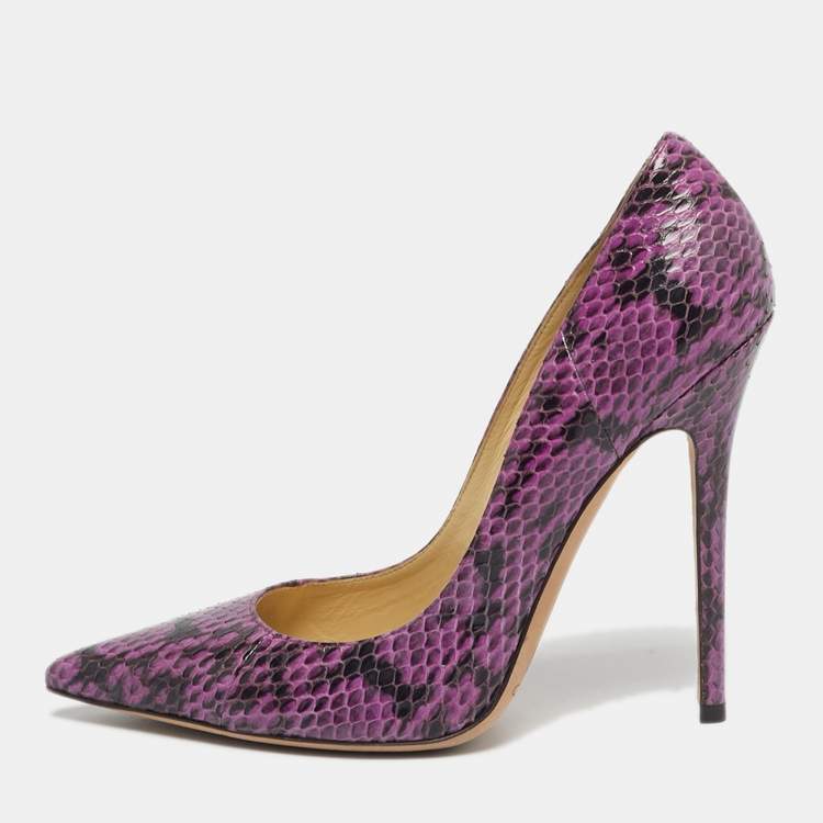 Pre Owned Jimmy Choo Anouk Size 39.5 Purple Python Leather Pumps