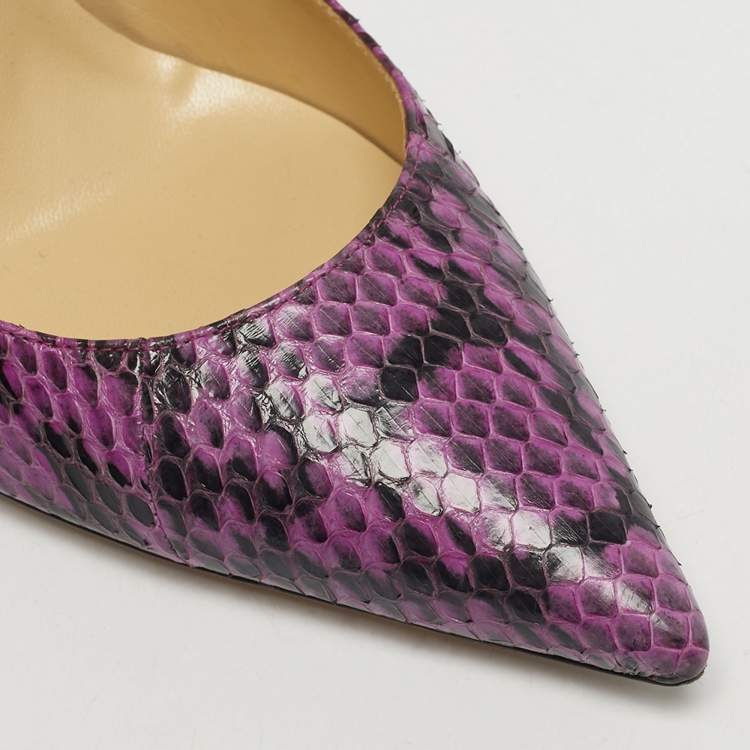 Pre Owned Jimmy Choo Anouk Size 39.5 Purple Python Leather Pumps