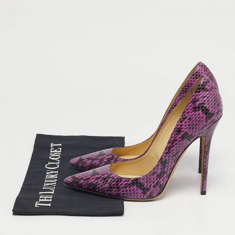 Pre Owned Jimmy Choo Anouk Size 39.5 Purple Python Leather Pumps