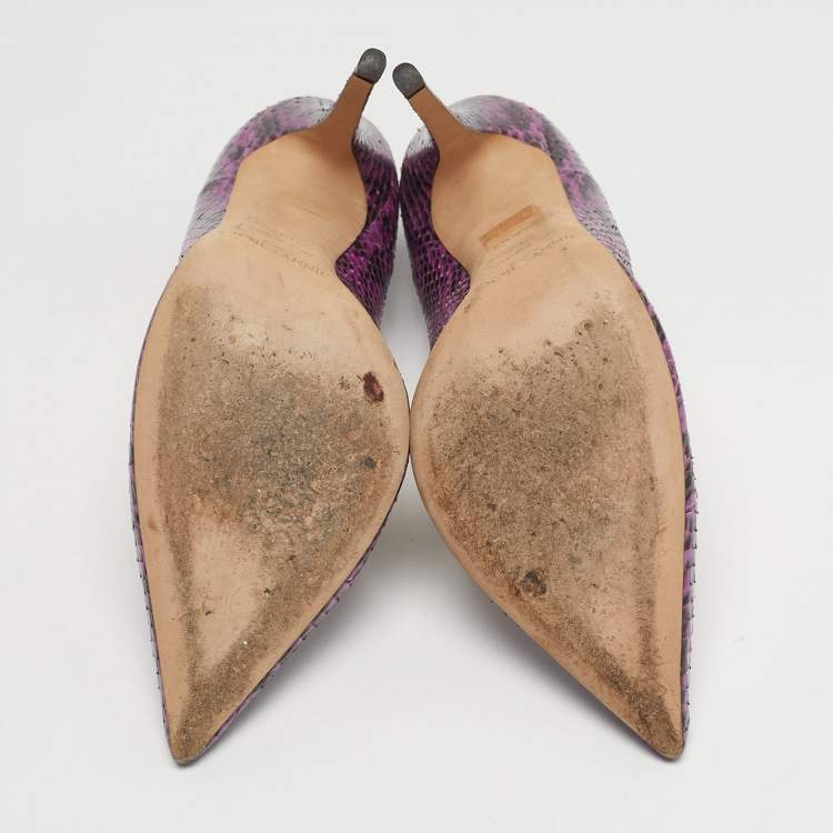 Pre Owned Jimmy Choo Anouk Size 39.5 Purple Python Leather Pumps