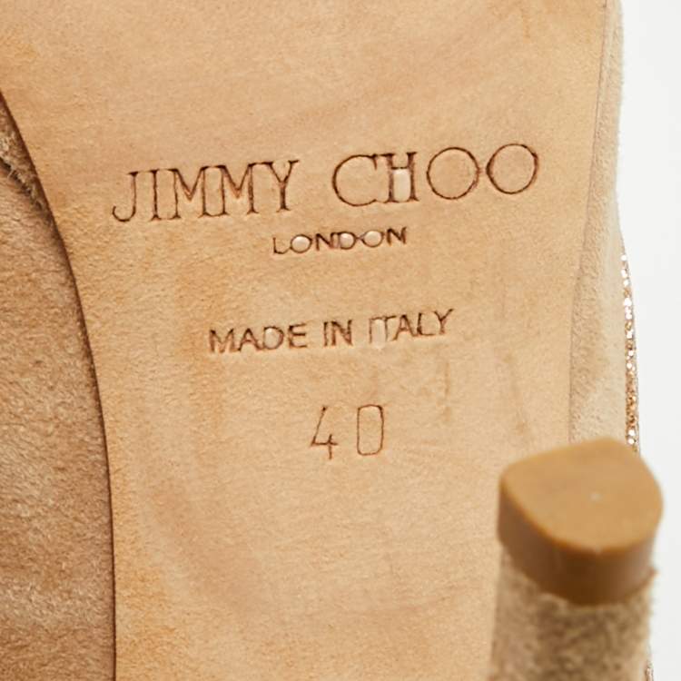 Pre Owned Jimmy Choo Quick Size 40 Beige Suede Peep Toe Pumps