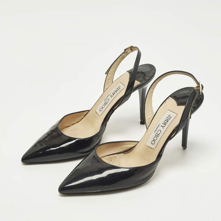 Pre Owned Jimmy Choo Tilly Size 36 Black Patent Leather Slingback Pumps