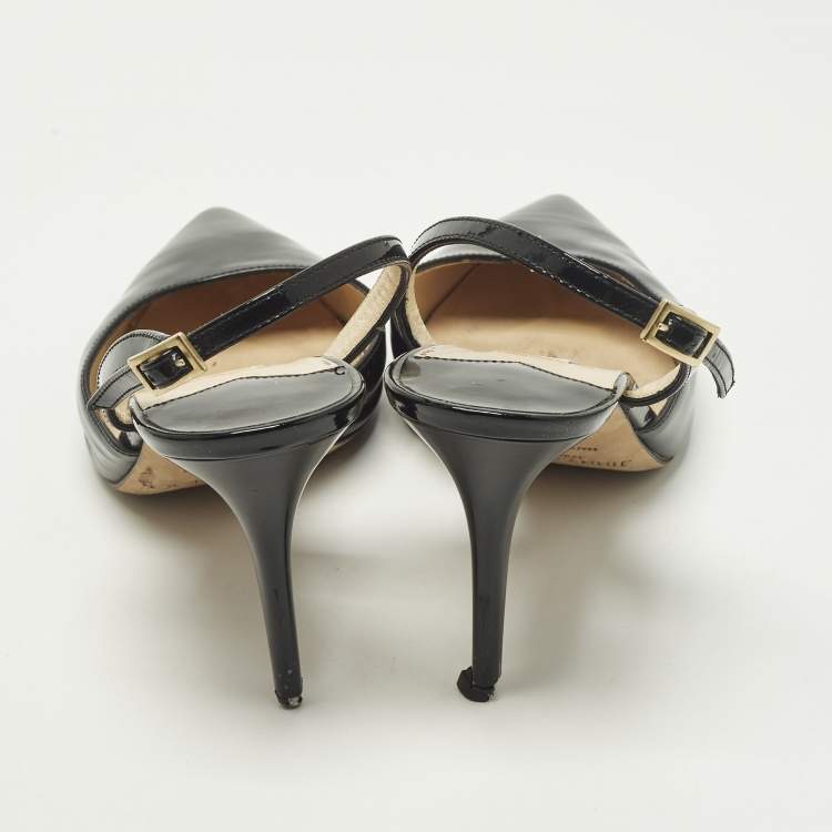 Pre Owned Jimmy Choo Tilly Size 36 Black Patent Leather Slingback Pumps